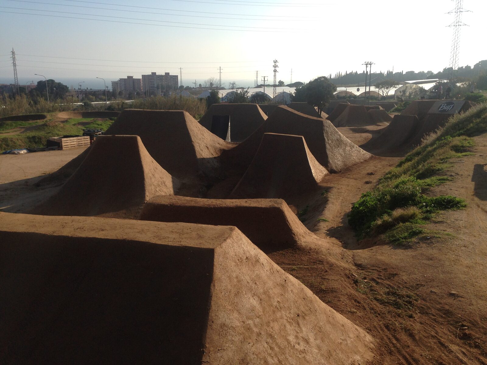 The dirt jump lines at La Poma at dusk