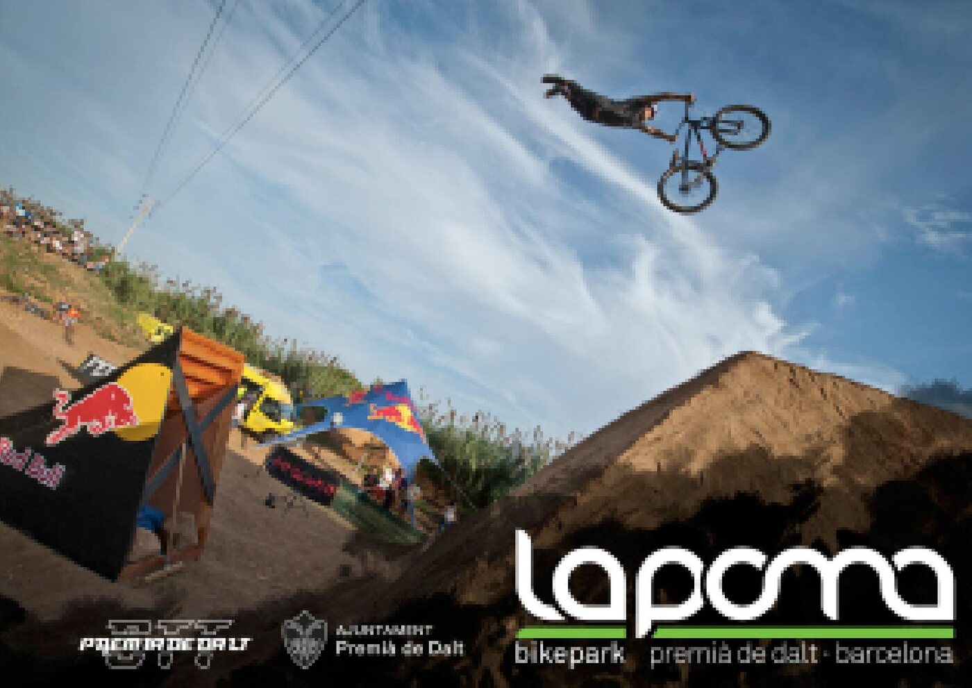 Cover of the La Poma sponsorship dossier, a rider mid-air with the La Poma wordmark