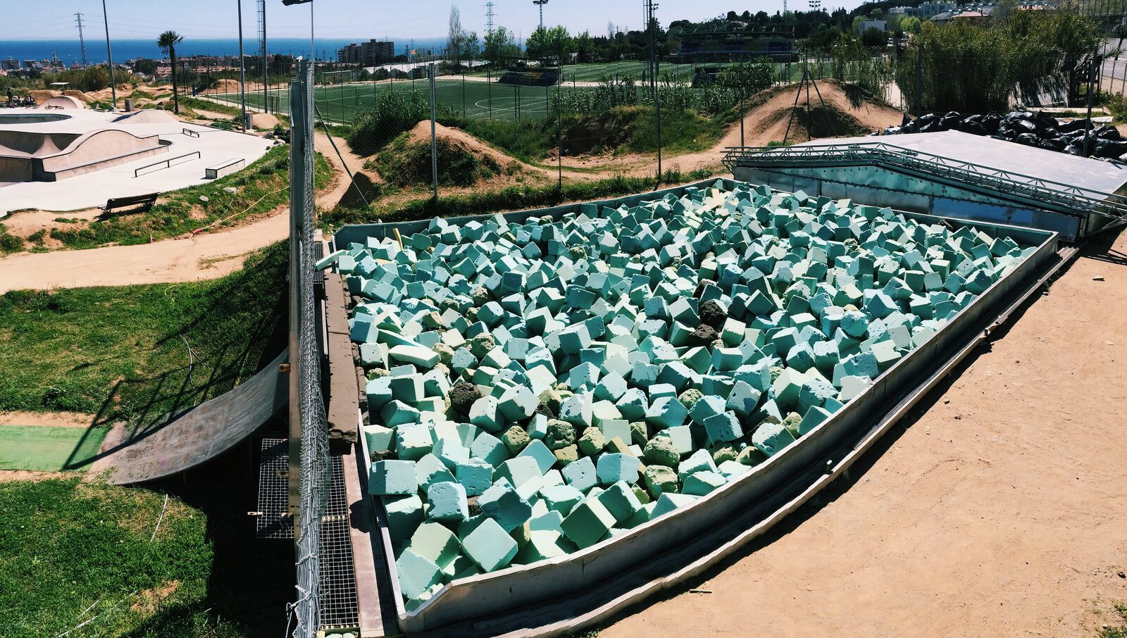 The foam pit for learning tricks