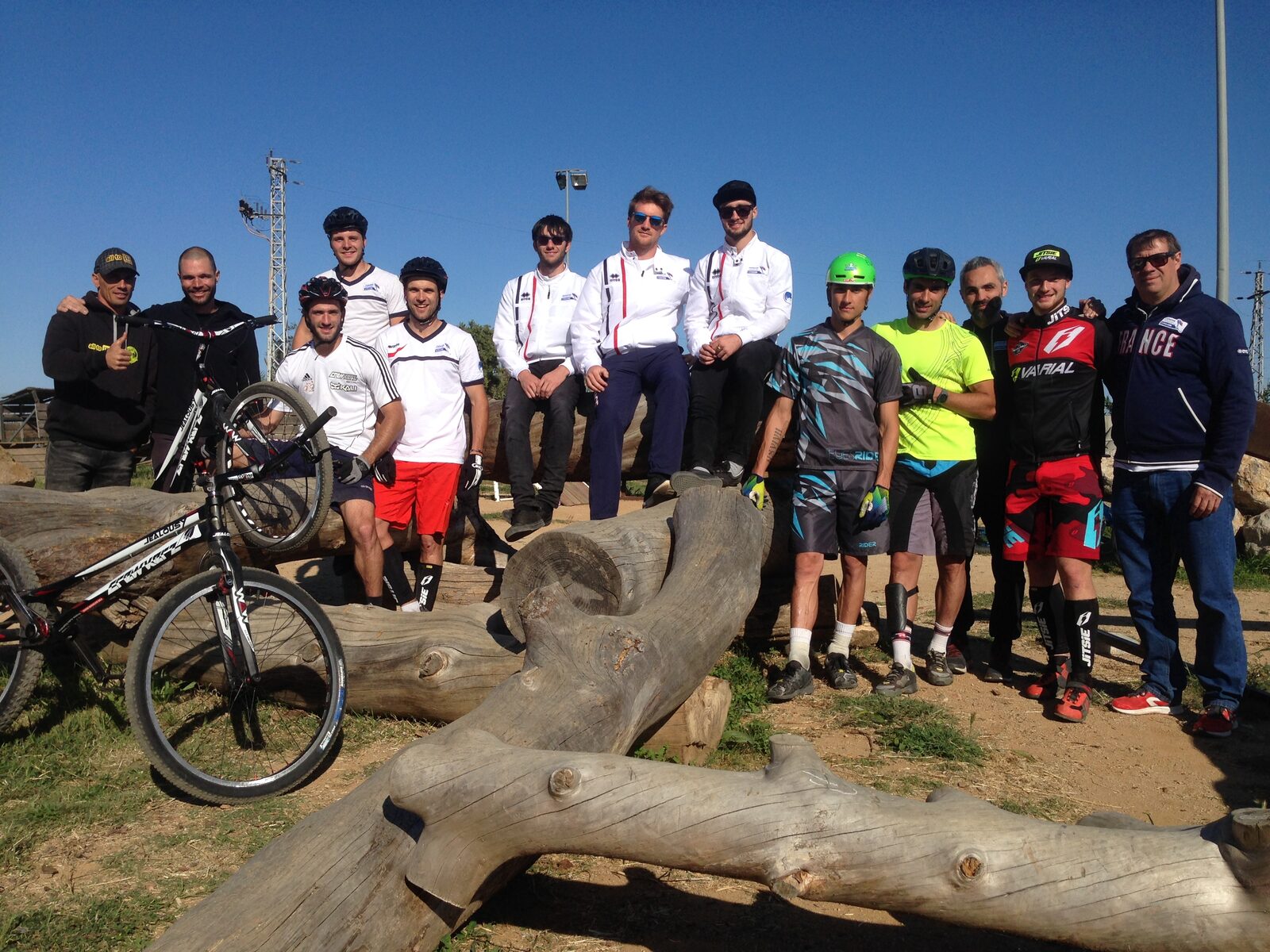 The French national trial team training at the park