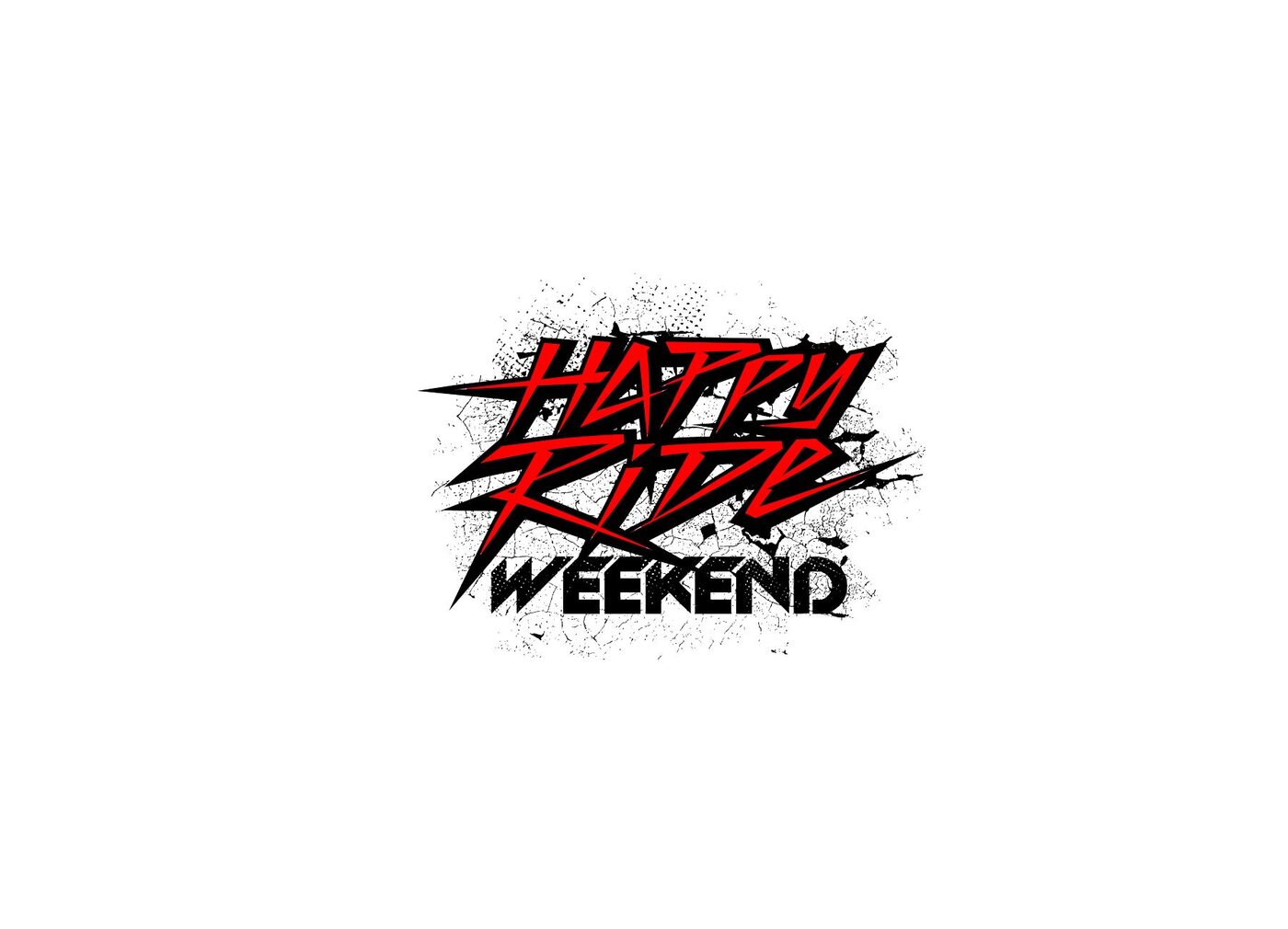 The Happy Ride Weekend logo, hand-drawn in red and black