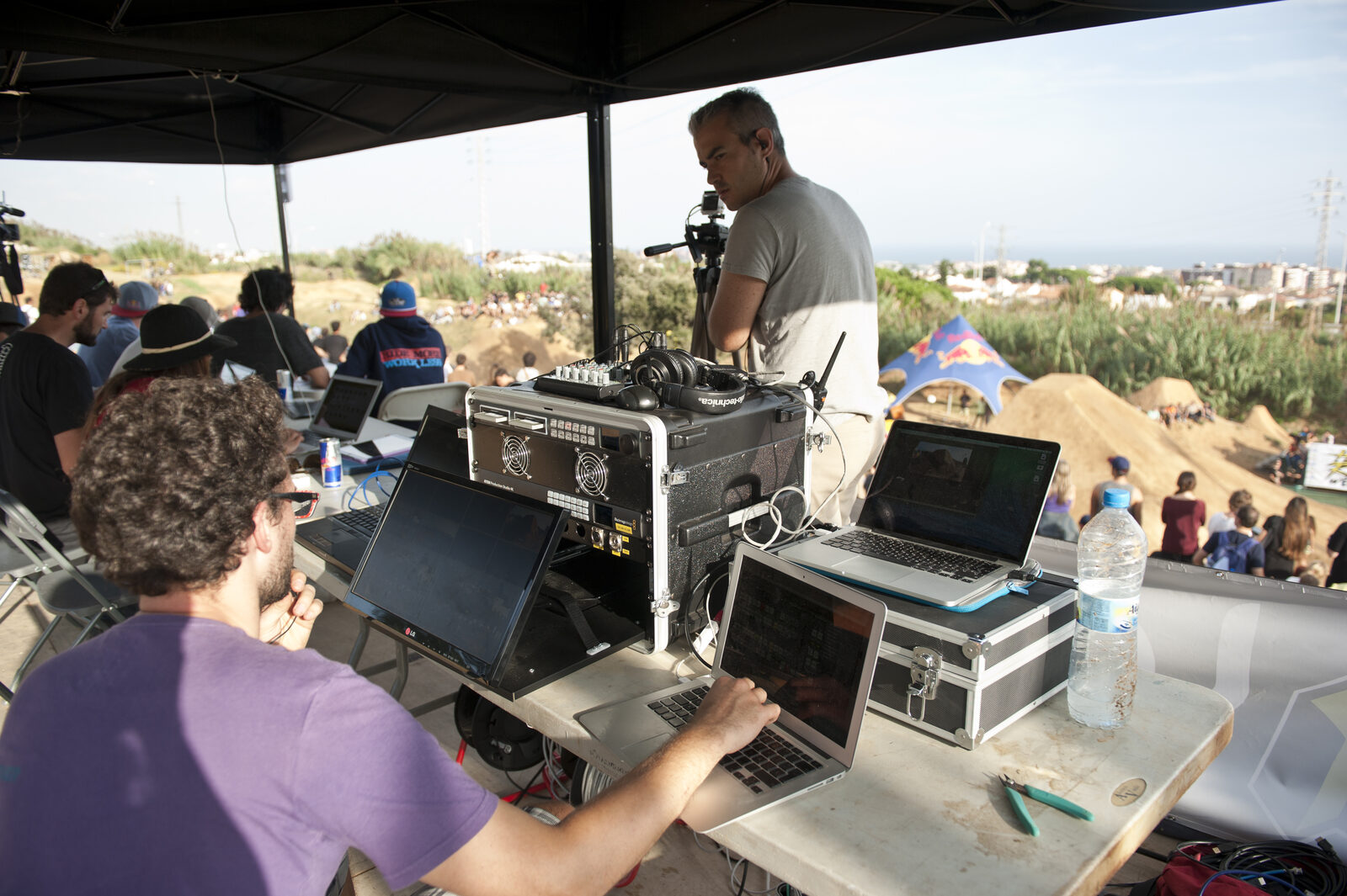 The live streaming setup at the event
